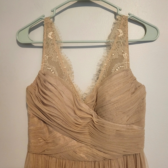 Anthropologie x BHLDN Hitherto Sleeveless Lace FLEUR Midi Dress Sandstone Sz 4 - Picture 5 of 13